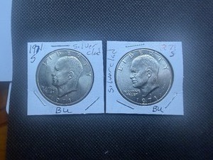 Two 1971 S Ike Silver Dollars Marked BU When Purchased