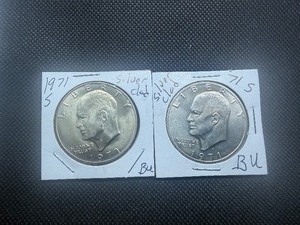 Two 1971 S Ike Silver Dollars Marked BU When Purchased