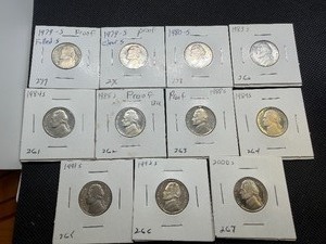 Eleven Jefferson Nickels - Some Marked Proof When Purchased