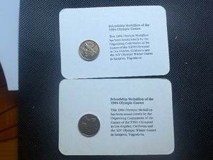 Two Friendship Medallions 1984 Olympic Games
