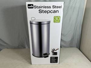 New 30 Liter Stainless Steel Trash Can - Step Style