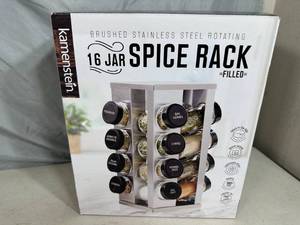 New 16 Jar Spice Rack FILLED with Spices