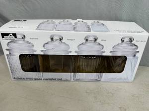 New 4 pc Mini Glass Canister Set