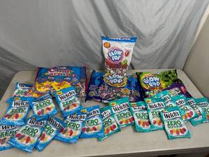 Large Lot of Assorted Candy, Blow Pops, Welchs Fruit Snacks, and More