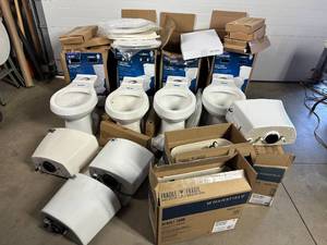 Large Lot of New  Unused Toilet Parts, Tanks, Bowls, Etc