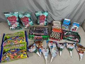 Assorted Candy, Nik L Nip, Andes Mints, Fruit Chews, Cotton Candy, Blow Pops, and More