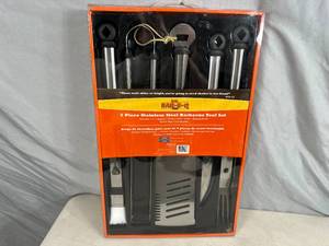 New 5 pc Stainless Steel BBQ Tool Set