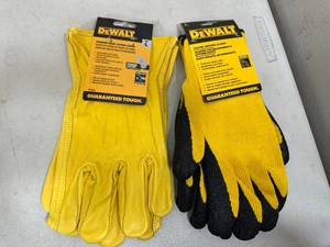 New Dewalt Leather Gloves and Coated Gripper Work Gloves - Size Large