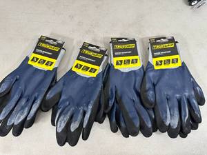 5 New Pairs of True Grip Water Resistant Work Gloves - Size XL