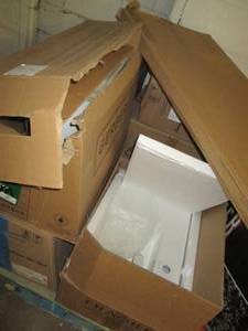 Pallet of new sinks and toilets...