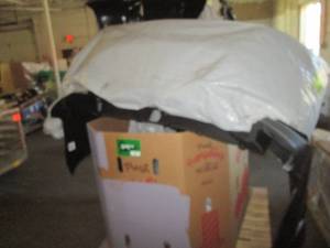Pallet of truck trim, mainly bumper...