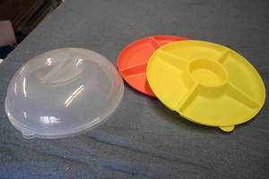 2 Divided Round Trays with Lids...