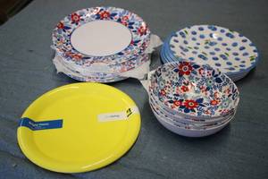 Plastic dinner plates and salad bow...
