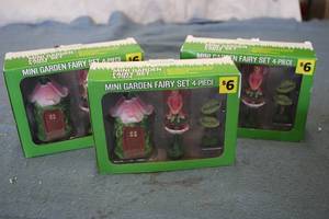 3 Mini garden 4 piece fairy sets...