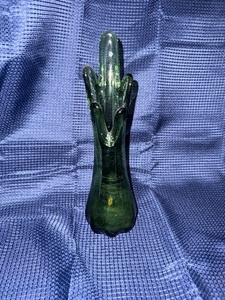 Mcm green swung glass vase