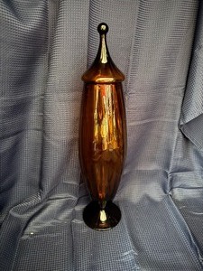 Vintage amber glass apothecary jar