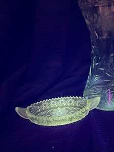 Lot of 2 abp floral etched glass pieces