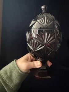 Ruby egg shaped candy dish