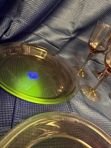 Amethyst glass and 2 amethyst Pyrex dishes