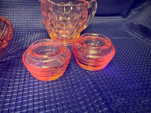 Mix of different pink depression glass pieces