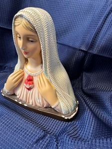 Vintage chalkware bust of the immaculate heart