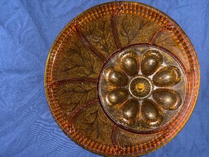 Indiana amber glass egg tray