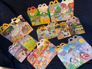 Lot of 35 vintage happy meal boxes