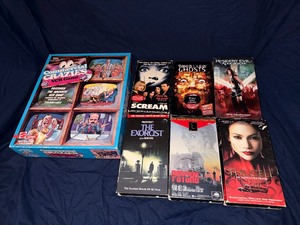 Vintage vhs game and horror movies