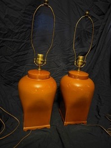 Mcm terra-cotta colored ginger jar lamp set