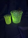 Early American pattern glass ice bucket and cup