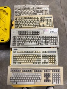 Large Bin wAssorted Vintage Computer Keyboards