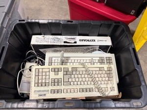 Large Bin wAssorted Vintage Computer Keyboards &amp Other Items&nbsp