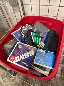 Large Bin FULL of Good Assorted Zip Drives&nbsp