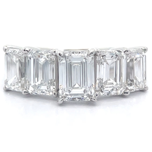 4 Carat Diamond Emerald Cut Five-Stone Anniversary Ring in 14k White Gold VIDEO
