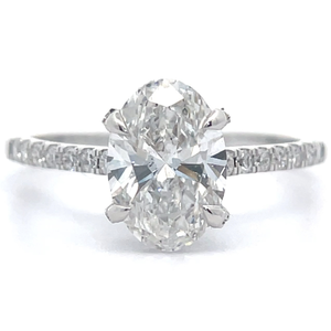 2 Carat Diamond Oval Hidden Halo Pav Ring in 14k White Gold VIDEO