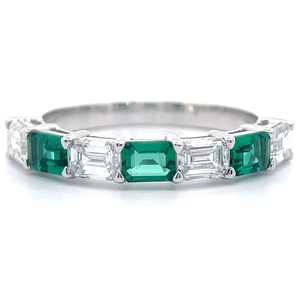 1.70 Carat Emerald & Diamond Baguette Semi-Eternity Ring VIDEO