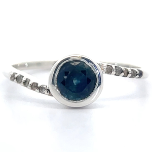 Natural Blue Sapphire & Diamond Curved Bypass Ring VIDEO