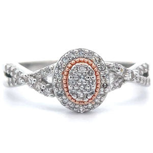 0.25 Carat Diamond Oval Cluster Infinity Vine Two-Tone Ring Retail $195 VIDEO