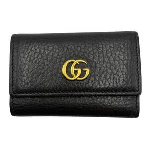 Gucci GG Marmont Black Leather 6-Key Holder Pre-Owned Retail $395
