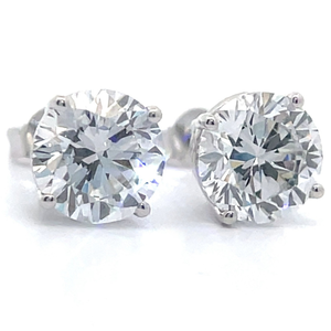 2 Carat Diamond Round Brilliant Solitaire Stud Earrings in 14k White Gold VIDEO
