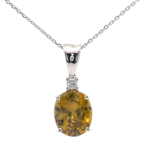 Ben Kho 1.49 Carat Natural Sphene & Diamond Two-Stone Drop Pendant Necklace in 14k White Gold Retail $2,000 VIDEO