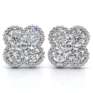 1 Carat Diamond Four-Leaf Clover Cluster Stud Earrings VIDEO