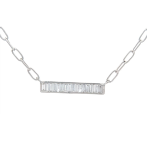 0.90 Carat Diamond Baguette Bar Pendant Necklace Retail $495 VIDEO