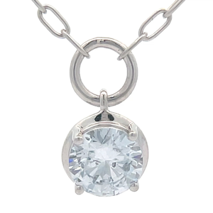 Modern 1.15 Carat Round Diamond Solitaire Bezel Drop Necklace, Adjustable VIDEO