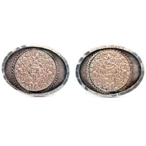 Vintage Taxco Sterling Silver Aztec Calendar Cufflinks Mexican Mid-Century VIDEO