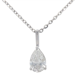 0.50 Carat Diamond Pear Drop Solitaire Pendant Necklace VIDEO