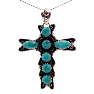 Vintage Navajo Style Turquoise Cross Pendant VIDEO