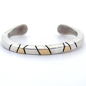 Heavy Artistic Two-Tone Open Bangle Bracelet Cuff VIDEO