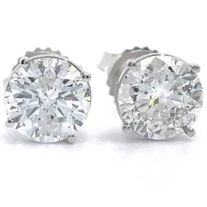 3.02 Carat Natural Diamond Stud Earrings in 14K White Gold $28,690 Appraisal Included VIDEO