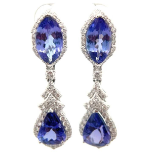 12.31 Carat Natural Tanzanite & Natural Diamond Earrings in Platinum $33,570 Appraisal Included VIDEO